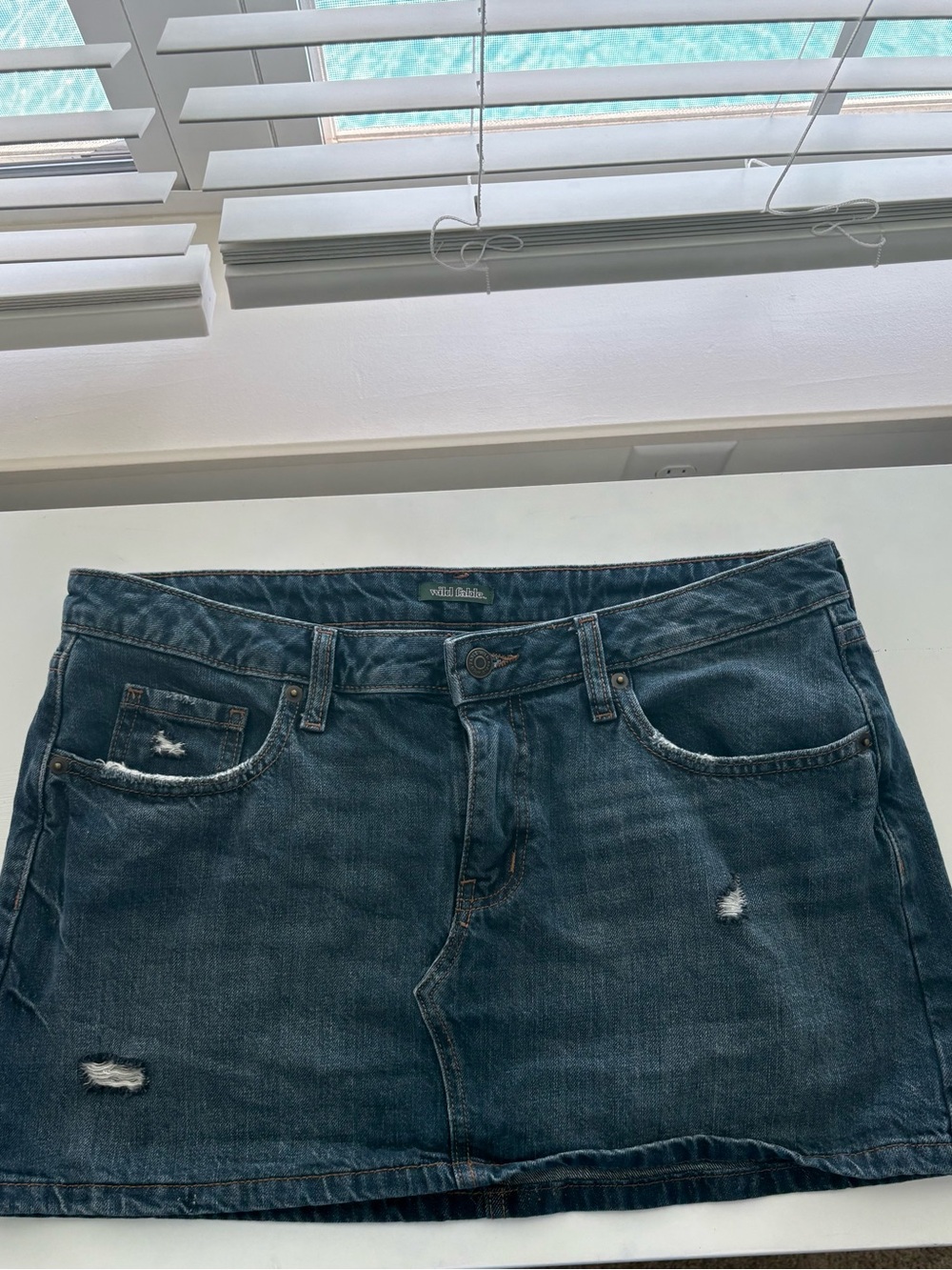 wild fable Dark Blue Distressed Denim Mini Skirt